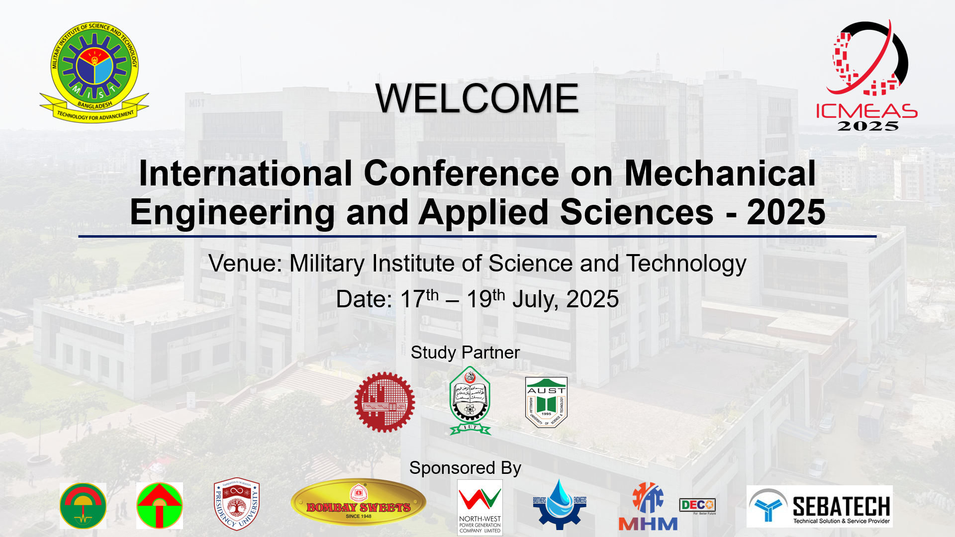 Join the ICMEAS 2025 closing ceremony on July 19, 2025